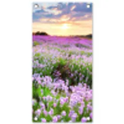 Lavendelvelden in de schemering tuinposter los doek klein -3d