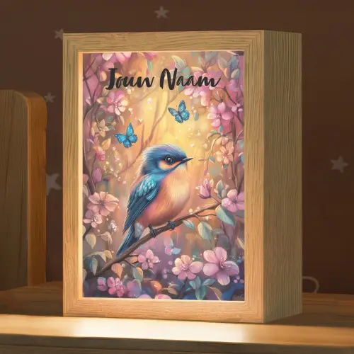 IJsvogel - Sprookjesbos - Roze - Bloemen Light Box met kabel (Kinderlampje) klein -zzz_3d_website