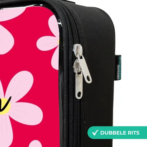 Madeliefjesmania hotpink Kinderkoffer - Zwart klein -rits_NL