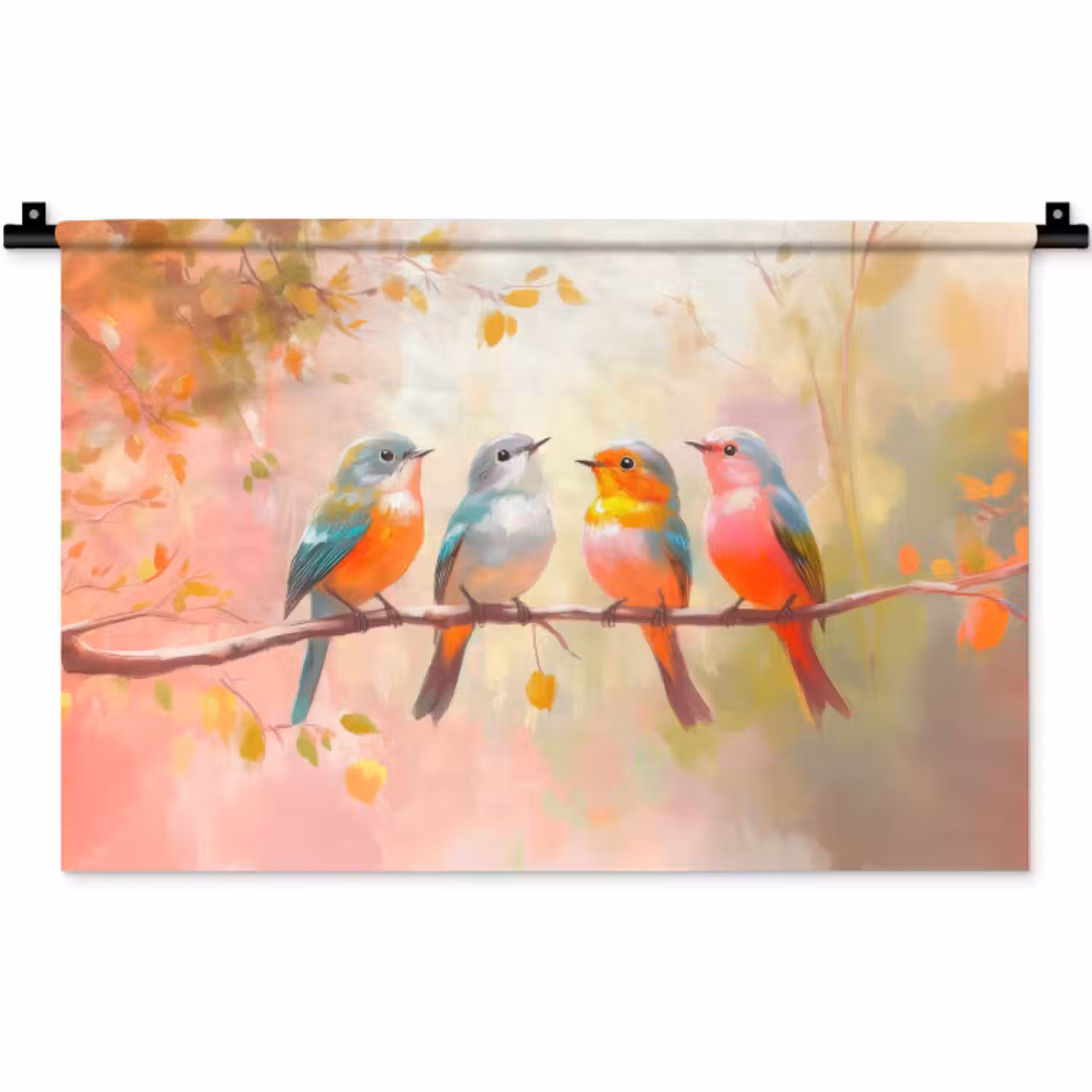 Wandkleed - Vogels - Kleurrijk - Tak