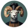 Geit - Hoorns - Kokskleding Wandcirkel plexiglas klein -3d