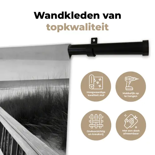 Loopbrug - Hout - Strand - Zee Wandkleed katoen klein -sfeer2