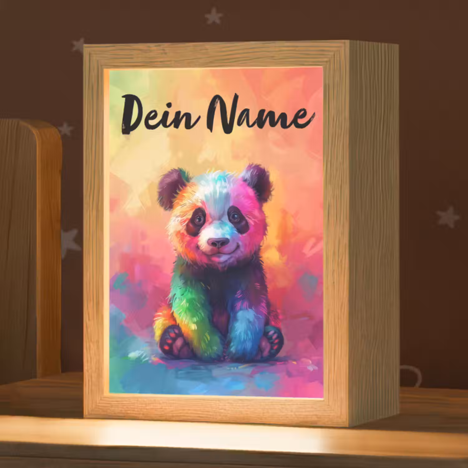 Nachtlicht Kinder mit Namen - Panda - Tiere - Bunt - Neon