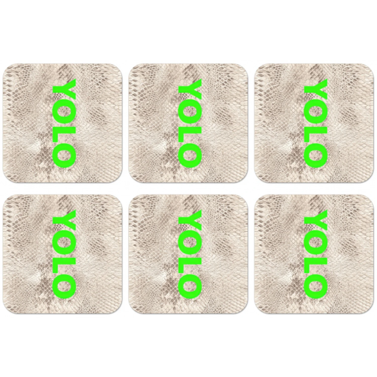 YOLO - Groen - Neon - Slangenprnt onderzetter kurk middel -zkaufland3dotto