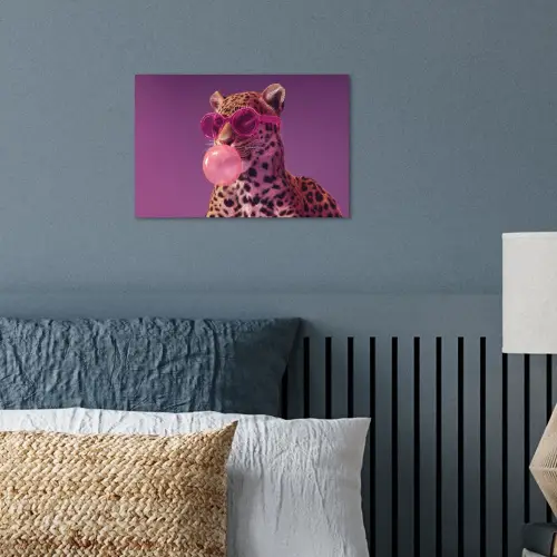 Panter - Zonnebril - Kauwgombel - Roze poster papier klein -sfeer2