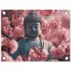 Boeddha tussen de kersenbloesems tuinposter los doek klein -3d