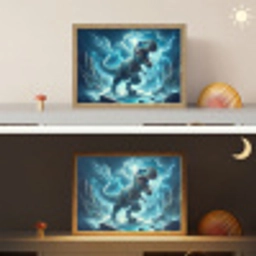Dino - Blauw - Jongens Light Box met batterij (Wandlamp kind) middel -sfeer3_kind
