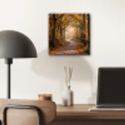 Bospad - Herfstbos - Bladeren - Oranje - Nostalgisch aluminium wit klein -sfeer5