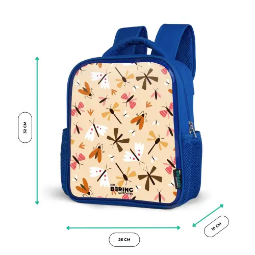 Insectenpatroon in bruin, roze en oranje op beige achtergrond Kinderrugzak - Blauw middel -productfoto_formaten
