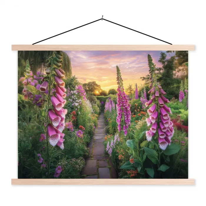 Vingerhoedskruid - Bloemen - Tuin textielposter latten blank klein -3d