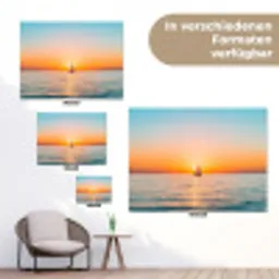 Zee - Zeilboot - Zonsondergang tuinposter los doek klein -Xsfeer9_DE