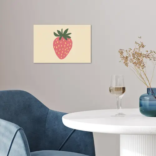 Aardbei - Minimalistisch - Rood - Fruit poster papier klein -sfeer3