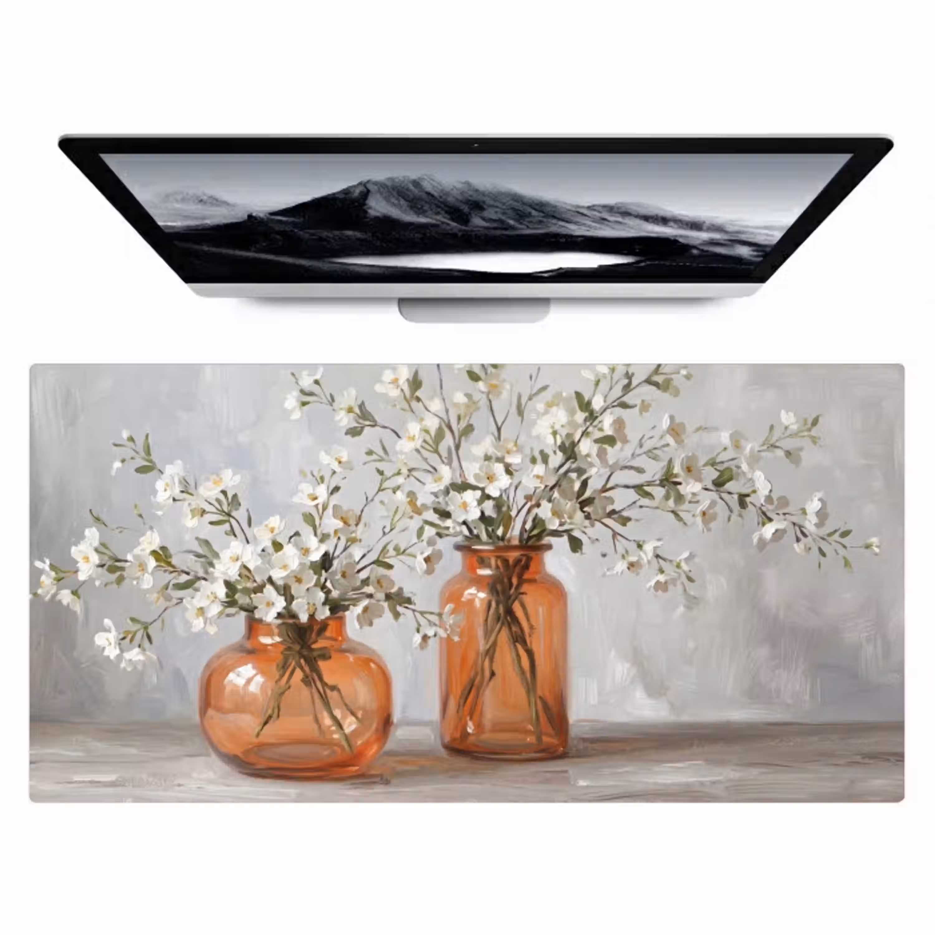 Vazen - Bloemen - Oranje Muismat XXL klein -zzz3d