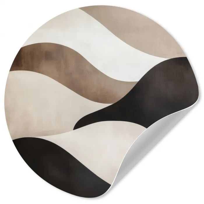 Golven - Abstract - Beige Wandcirkel behangsticker klein -3d