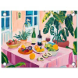 Tafel - Wijn - Fruit tuinposter los doek klein -3d