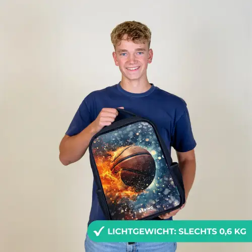 Bruisende basketbal Rugzak - Zwart middel -sfeer7_NL
