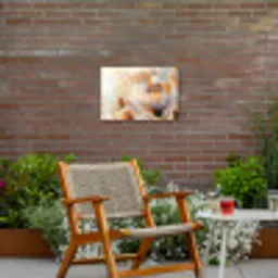 Vlinder - Bloem - Oranje Tuinposter op houten frame 2 cm dik klein -sfeer3