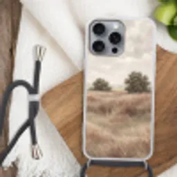 Landschap - Minimalistisch - Beige Hoesje iPhone 16 Pro Max met koord klein -sfeer4