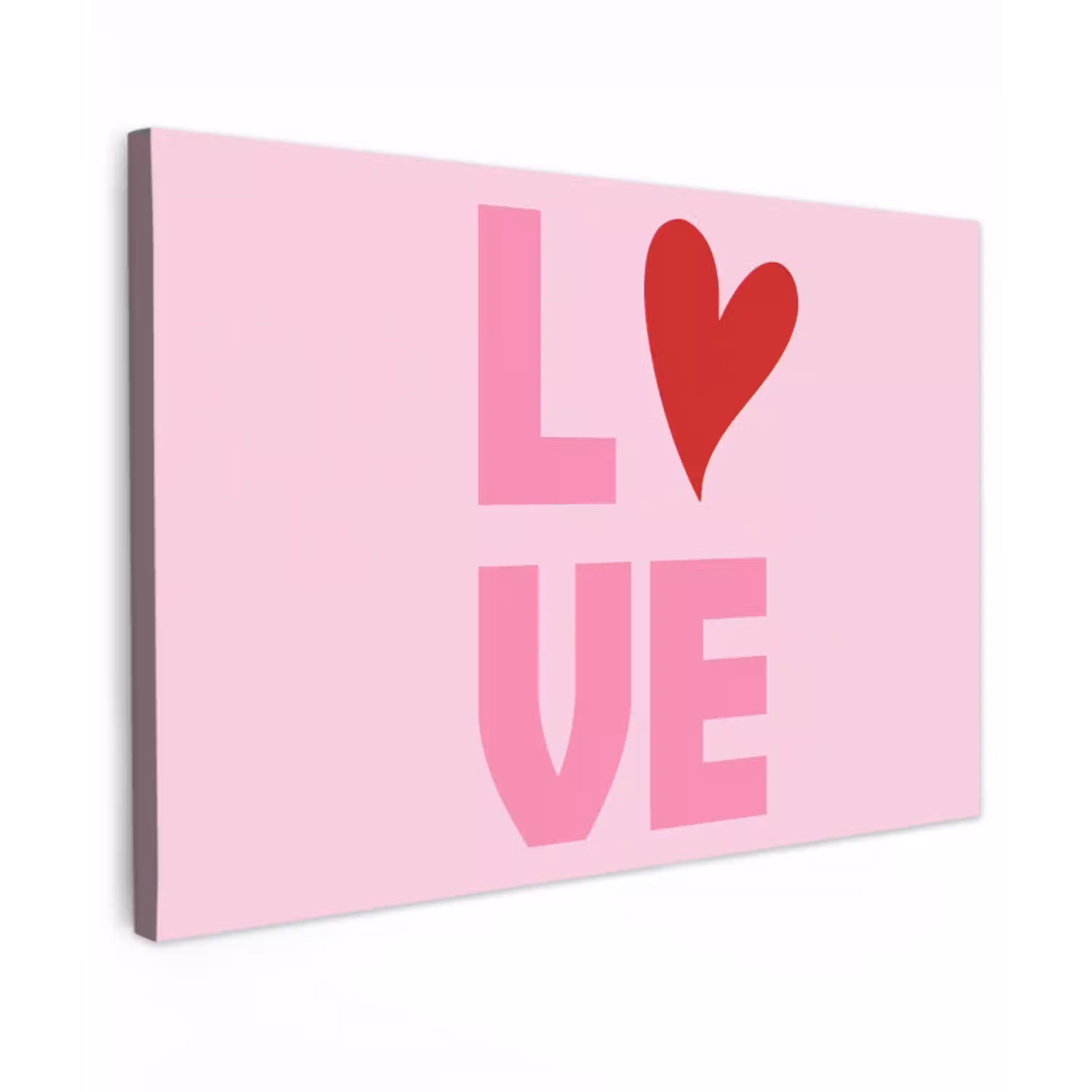 Love - Roze - Hart - Valentijn Tuinposter op houten frame 2 cm dik klein -3d