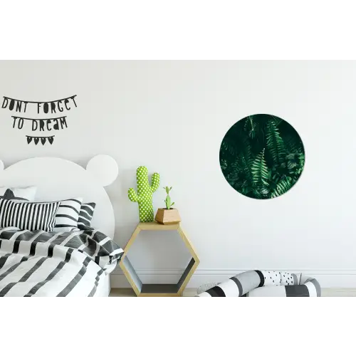 Bladeren - Jungle - Natuur - Tropisch - Planten Wandcirkel aluminium klein -kinderkamer