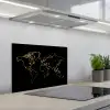 Gouden wereldkaart op een zwarte achtergrond keuken achterwand spatscherm klein -3d_schuin