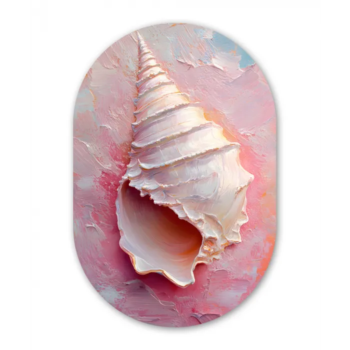 Schelp - Pastel - Pink Wandcirkel Ovaal Glas middel -3d
