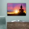 Zonsondergang - Horizon - Boeddha beeld - Buddha -  Silhouette canvas 2cm klein -sfeer4