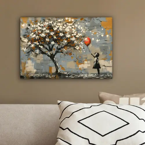 Boom - Graffiti - Banksy Style - Balloon Girl canvas 2cm klein -sfeer3