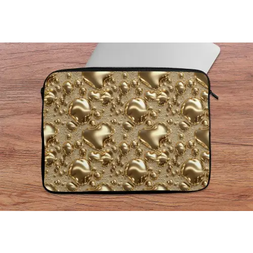Druppels - Organisch - Goud laptophoes neopreen klein 279 -tafel