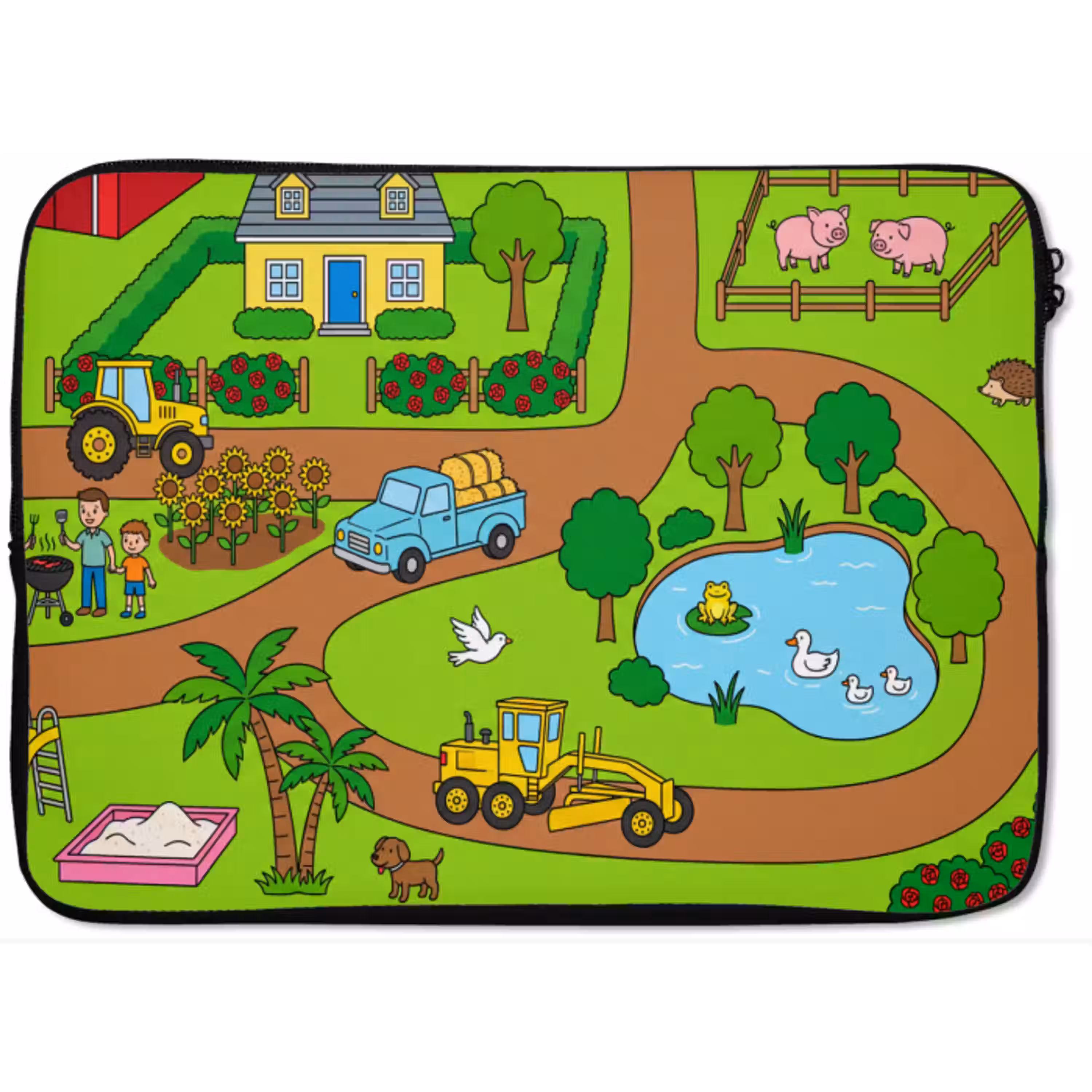 Platteland - Dieren - Cartoon laptophoes neopreen klein -zkaufland3dotto