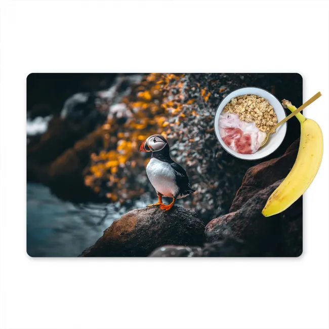 Papegaai - Vogel - Rots - Wit Placemat vinyl groot -zzzproduct_Kitchenyeah-website