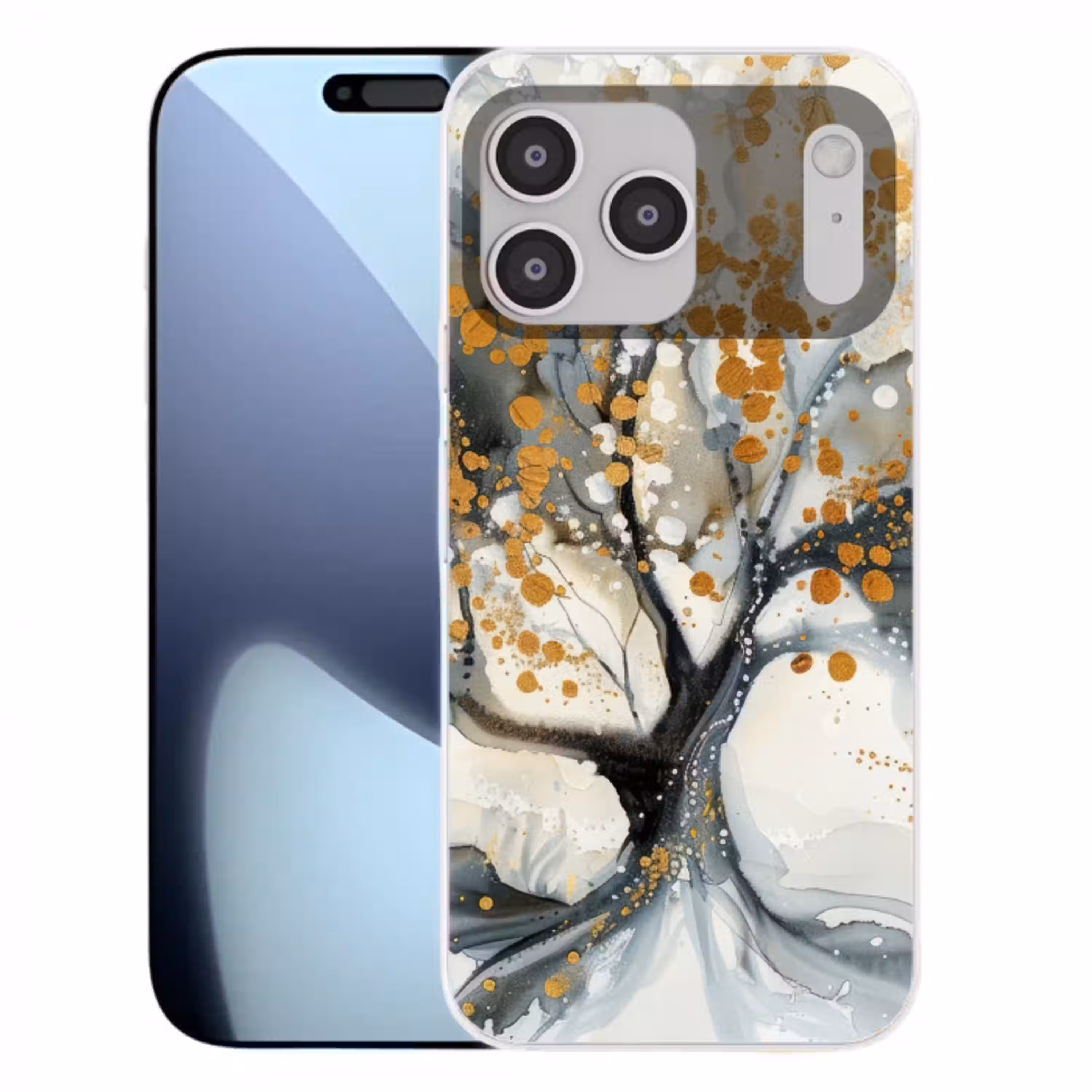 Boom - Modern - Abstract - Goud - Zwart - Wit Telefoonhoesje iPhone 17 Pro Max klein -3d