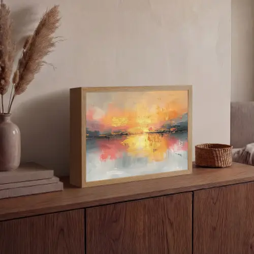 Modern - Abstract - Goud - Roze Light Box met batterij (Wandlamp) middel -sfeer2
