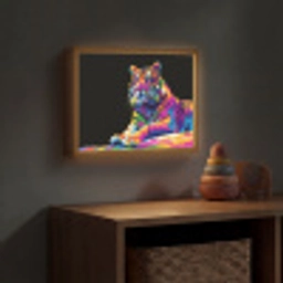 Tijger - Kleurrijk - Dieren - Zwart - Neon Light Box met batterij (Wandlamp kind) middel -sfeer5_kind