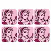 Vintage - Vrouw - Roze onderzetter kurk middel -3d