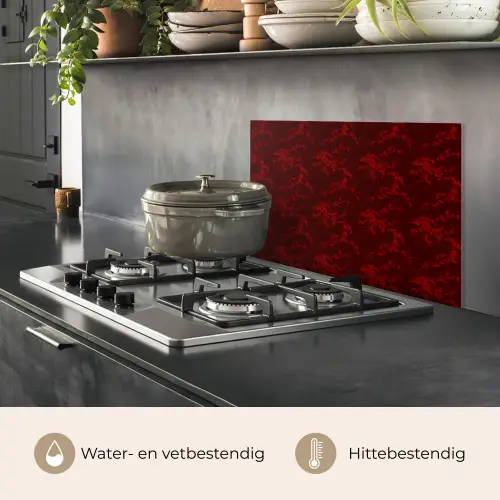 Bloemen - Donkerrood - Patroon keuken achterwand spatscherm klein 900 -usp_NL
