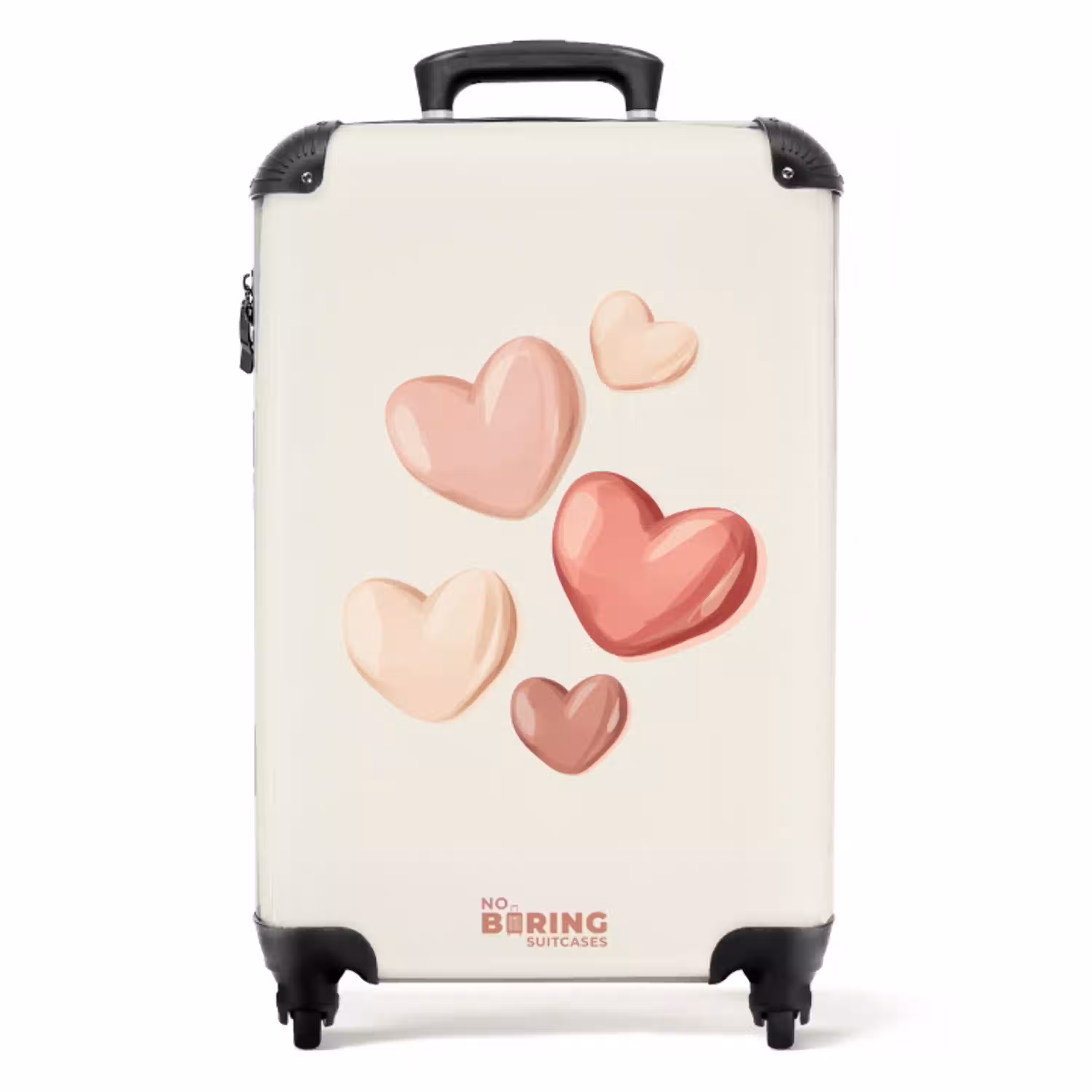 Zwevende harten in zachte rode en roze tinten NBS - Handbagage koffer - Volwassenen Unisex middel -productfoto_recht