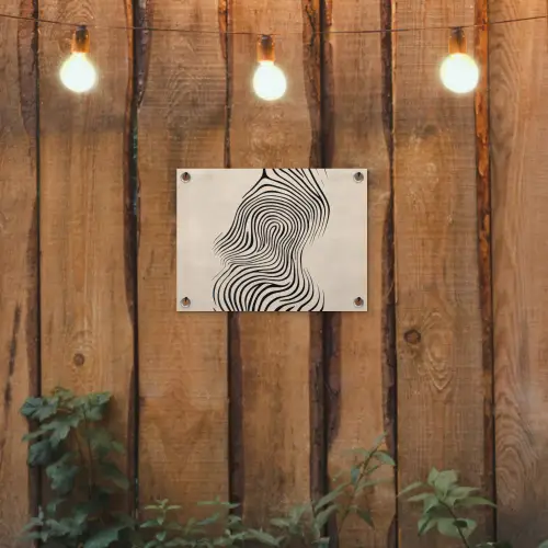 Lijnen - Abstract - Golvend - Zwart tuinposter los doek klein -sfeer1