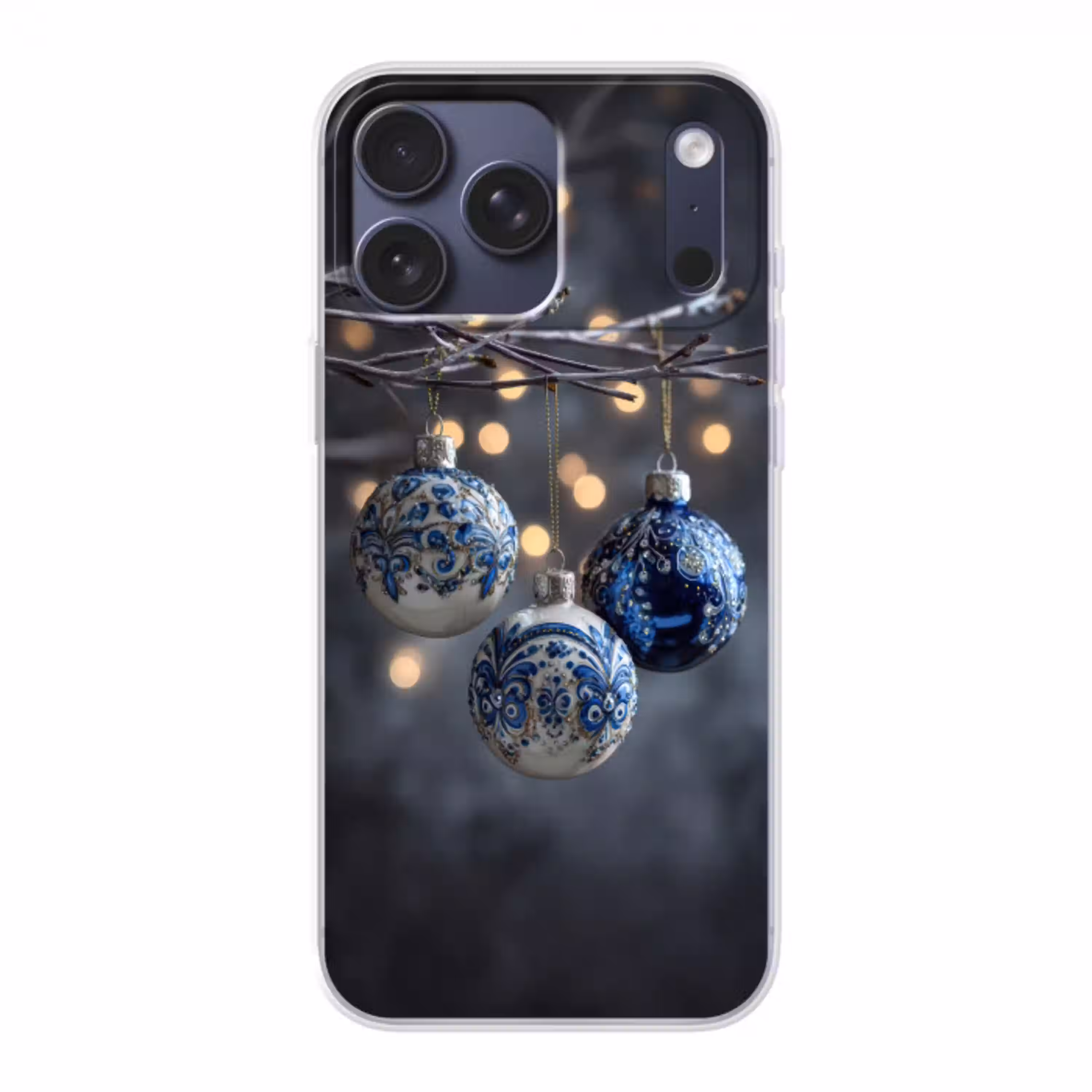 Kerstbal - Versierd - Blauw Telefoonhoesje iPhone 17 Pro Max klein -3d