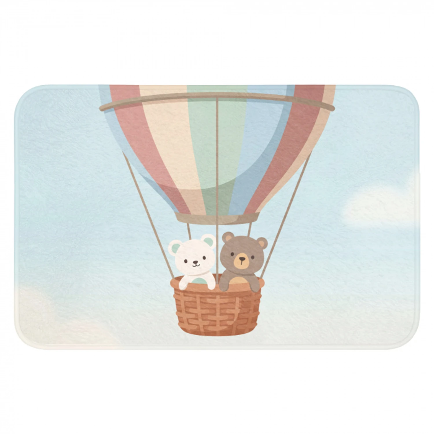 Luchtballon - Beren - Pastel Badmat klein -3d
