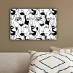 Lijnen - Gezichten - Zwart - Wit canvas 2cm klein 34 -sfeer3