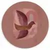Illustratie - Vogels - Abstract - Roze Wandcirkel kunststof plaat 5mm dik klein -3d