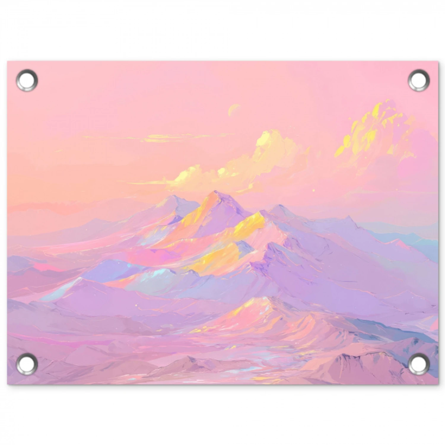 Bergtoppen - Wolken - Dromerig tuinposter los doek klein -3d