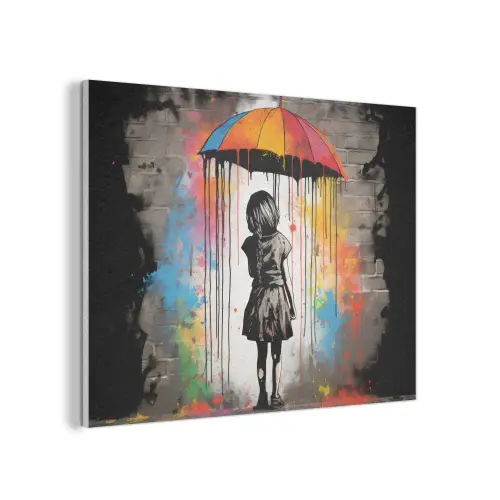 Meisje - Kunst - Paraplu - Graffiti - Kleuren - Muur PET vilt klein -3d