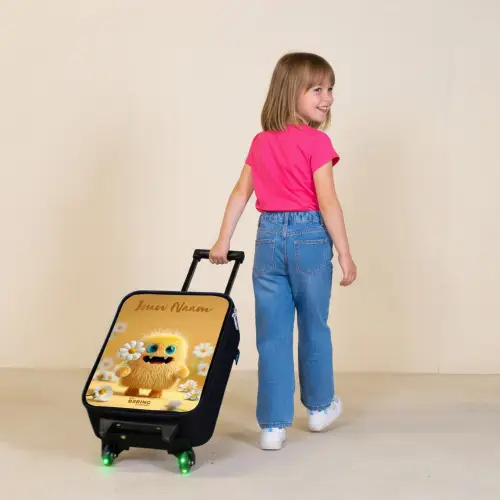 Monster - Wezen - Bloem - Geel Kinderkoffer - Zwart klein -sfeer1