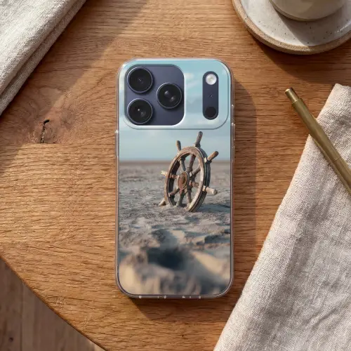 Scheepsstuur - Hout - Bruin - Zand Telefoonhoesje iPhone 17 Pro klein -sfeer1