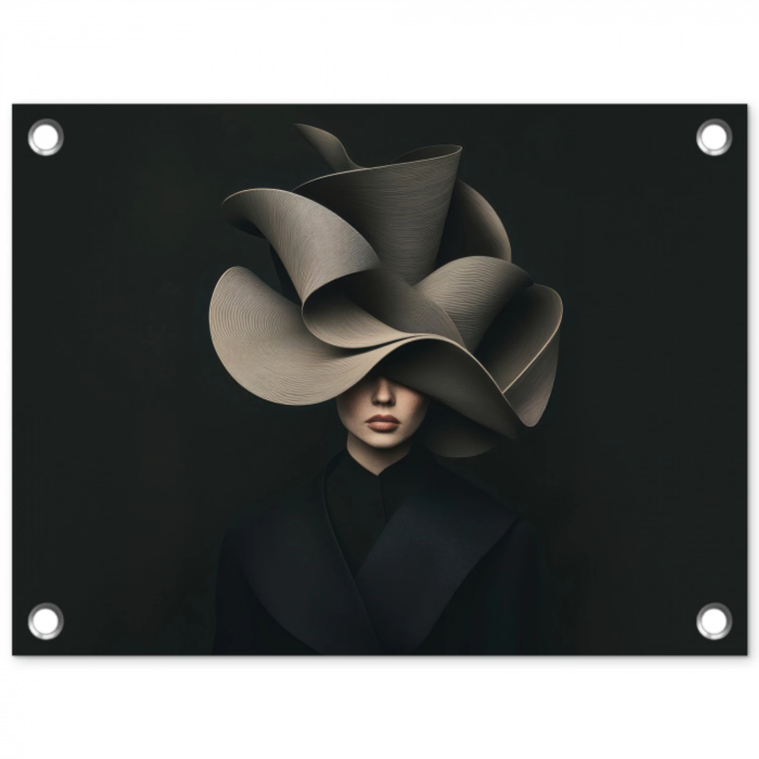 Zwarte - Hoed - Vrouw tuinposter los doek klein -3d