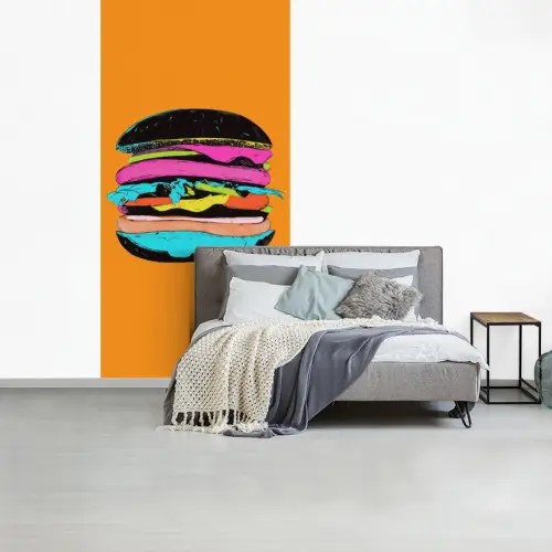 Hamburger - Kleurrijk - Speels fotobehang vinyl groot -slaapkamer