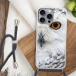 Sneeuwuil - Oog - Wildlife - Wit Hoesje iPhone 16 Pro Max met koord klein -sfeer4