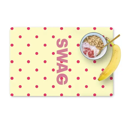 Swag - Roze - Stippen - Geel Placemat vinyl groot -zzzproduct_Kitchenyeah-website